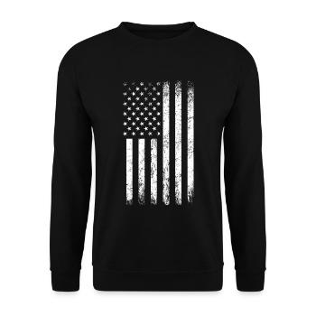 American Distressed Flag America USA Flag - Unisex Pullover - Schwarz - Vorne - Alina (178cm) & Michal (187cm)