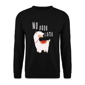 No Prob Lama, Lama, lustiger Spruch, Geschenk - Unisex Pullover - Schwarz - Vorne - Alina (178cm) & Michal (187cm)