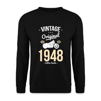 Birthday 75 years - Vintage 1948 Original - Unisex Sweatshirt - black - Front - Alina (178cm) & Michal (187cm)
