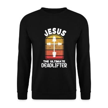 Jésus L’ultime soulevé de terre rétro Jésus - Sweat-shirt Unisexe - noir - Devant - Alina (178cm) & Michal (187cm)