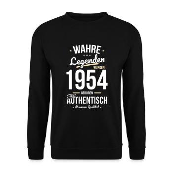70. Geburtstag - Legenden wurden 1954 - Unisex Pullover - Schwarz - Vorne - Alina (178cm) & Michal (187cm)