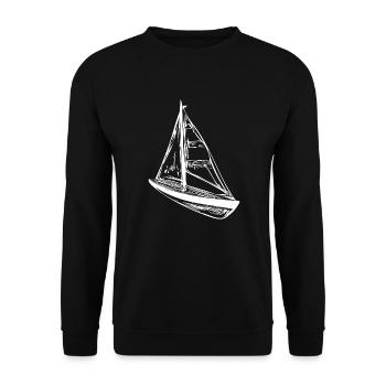 Kleines Segelboot mit Segeln - Unisex Pullover - Schwarz - Vorne - Alina (178cm) & Michal (187cm)