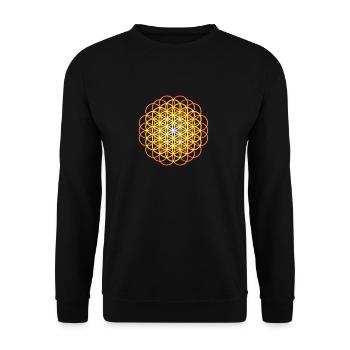 Blume des Lebens - Flower of Life - Unisex Pullover - Schwarz - Vorne - Alina (178cm) & Michal (187cm)