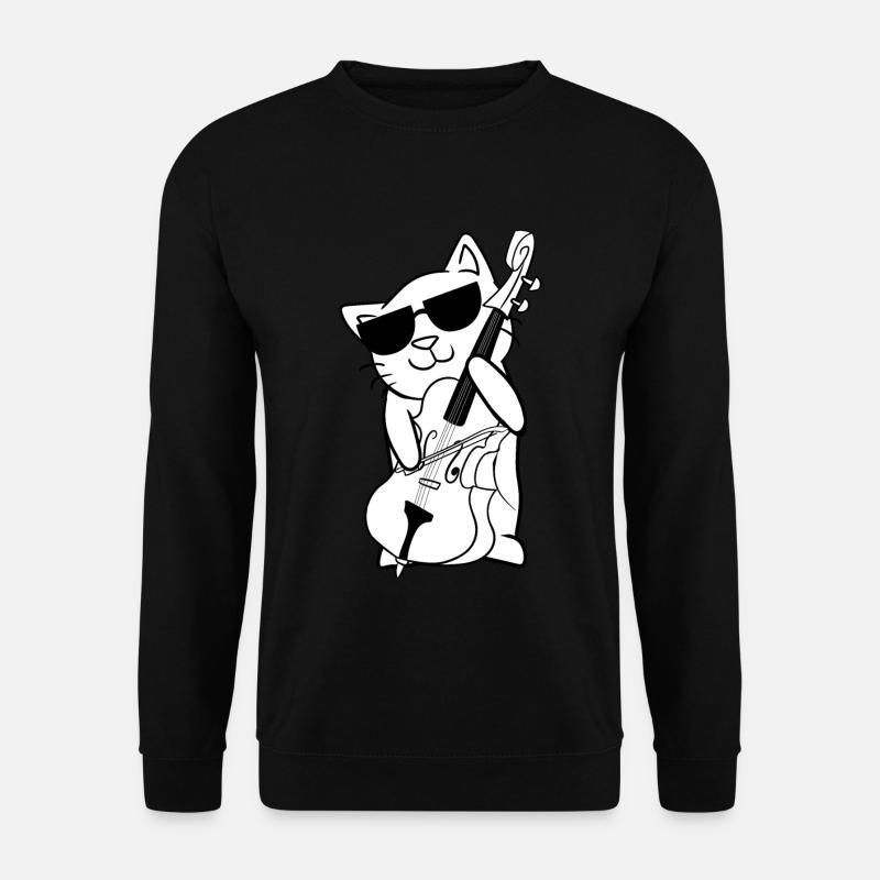 Cellospieler Cellist Musical Katzenliebhaber Kitty - Unisex Pullover - Schwarz