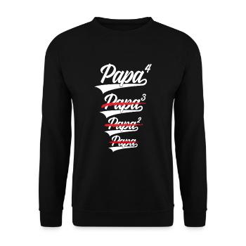 PAPA HOCH 4 KINDER VIERFACHER VATER - Unisex Pullover - Schwarz - Vorne - Alina (178cm) & Michal (187cm)