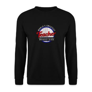 Weltbester Lehrer Geschenkidee - Unisex Pullover - Schwarz - Vorne - Alina (178cm) & Michal (187cm)
