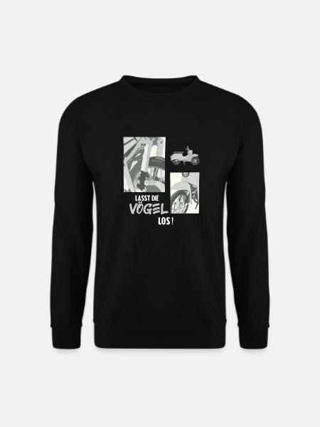 Lasst die Vögel los Moped Mofa Mopedfahrer - Unisex Pullover - Schwarz