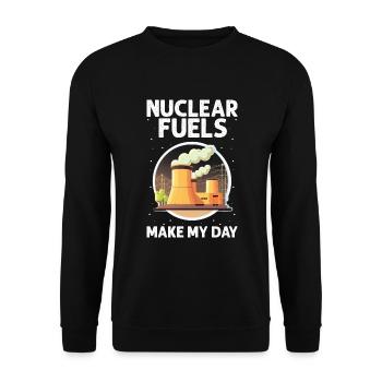 Kernenergie Spruch für Kernenergie - Unisex Pullover - Schwarz - Vorne - Alina (178cm) & Michal (187cm)