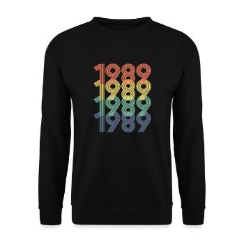 1989, Jahrgang 35. Geburtstag Männer Frauen 35 Jahre alt - Unisex Pullover - Schwarz - Vorne - Alina (178cm) & Michal (187cm)