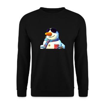 Bonhomme de neige avec café et lunettes de soleil - Sweat-shirt Unisexe - noir - Devant - Alina (178cm) & Michal (187cm)