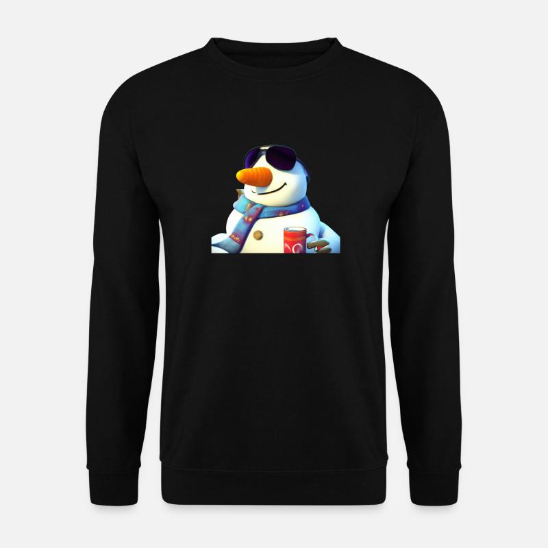 Snowman with coffee and sunglasses - Unisex Sweatshirt - black