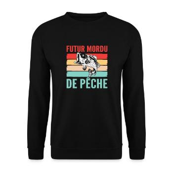 Mordu de Pêche pour bébé - Sweat-shirt Unisexe - noir - Devant - Alina (178cm) & Michal (187cm)