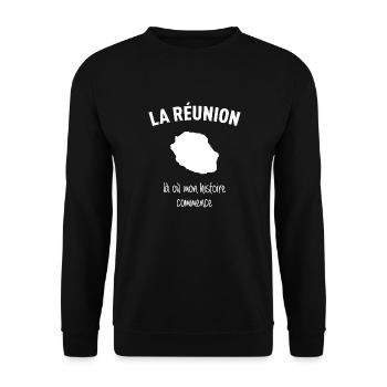 reunion-histoire - Sweat-shirt Unisexe - noir - Devant - Alina (178cm) & Michal (187cm)