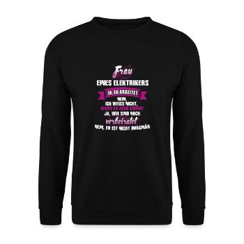 Elektriker - Unisex Pullover - Schwarz - Vorne - Alina (178cm) & Michal (187cm)