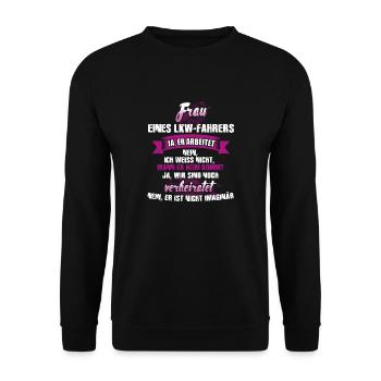 LKW-Fahrer - Unisex Pullover - Schwarz - Vorne - Alina (178cm) & Michal (187cm)