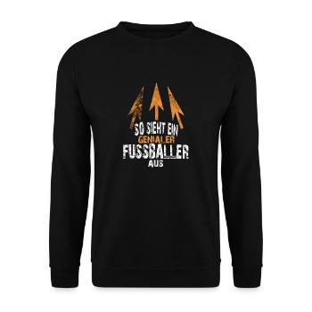 genialer FUSSBALLER - Unisex Pullover - Schwarz - Vorne - Alina (178cm) & Michal (187cm)