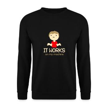 Es funktioniert auf meiner Maschine! - Geschenk - Unisex Pullover - Schwarz - Vorne - Alina (178cm) & Michal (187cm)