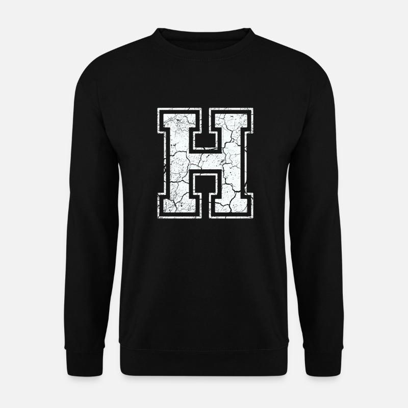 Buchstabe H in weiß im Vintage-Look - Unisex Pullover - Schwarz