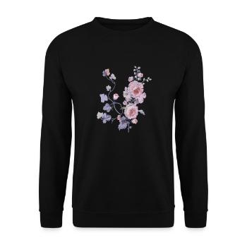 Schlichte Blumen - Unisex Pullover - Schwarz - Vorne - Alina (178cm) & Michal (187cm)