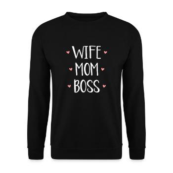 Wife Mom Boss - Unisex Sweatshirt - black - Front - Alina (178cm) & Michal (187cm)
