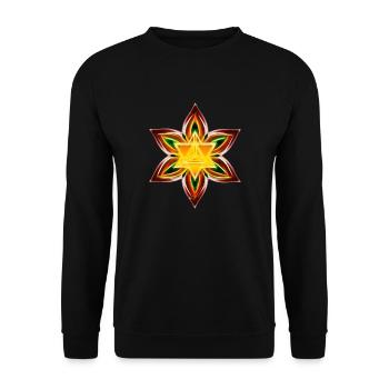 Merkaba, Blume des Lebens, Heilige Geometrie - Unisex Pullover - Schwarz - Vorne - Alina (178cm) & Michal (187cm)