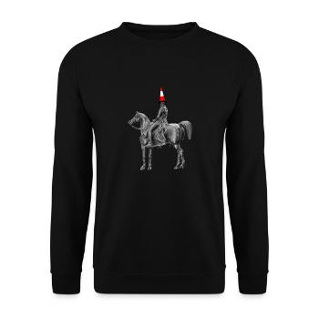 Die Glasgow Horse and Traffic Cone Statue - Unisex Pullover - Schwarz - Vorne - Alina (178cm) & Michal (187cm)