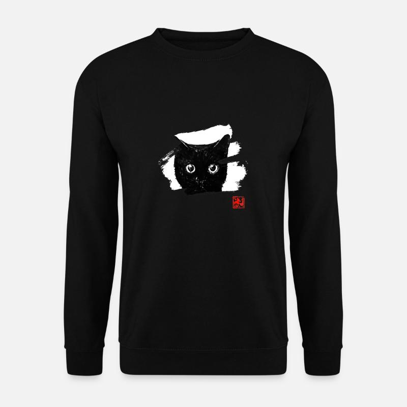 cat face in white - Unisex Sweatshirt - black
