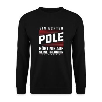 Polen - Ein Echter Pole - Unisex Pullover - Schwarz - Vorne - Alina (178cm) & Michal (187cm)