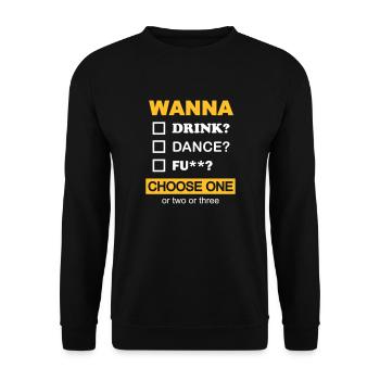 Party shirt - Unisex Pullover - Schwarz - Vorne - Alina (178cm) & Michal (187cm)