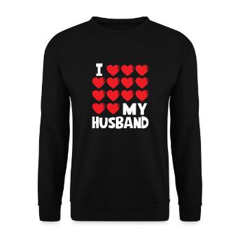 I Love My Husband - Unisex Pullover - Schwarz - Vorne - Alina (178cm) & Michal (187cm)