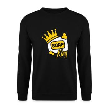 Seife König - Verseifung Seife Maker Geschenk - Unisex Pullover - Schwarz - Vorne - Alina (178cm) & Michal (187cm)