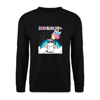 40 Geburtstag Frauen Männer Deko Geschenk Einhorn - Unisex Pullover - Schwarz - Vorne - Alina (178cm) & Michal (187cm)