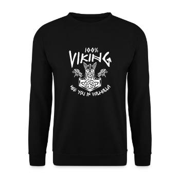 100% VIKING - See you in Valhalla - Unisex Pullover - Schwarz - Vorne - Alina (178cm) & Michal (187cm)