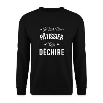 Je Suis Un Pâtissier Qui Déchire - Sweat-shirt Unisexe - noir - Devant - Alina (178cm) & Michal (187cm)