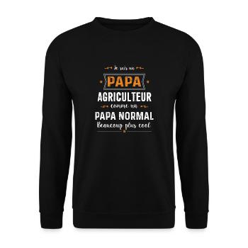 Papa agriculteur idée cadeau papa agriculture - Sweat-shirt Unisexe - noir - Devant - Alina (178cm) & Michal (187cm)