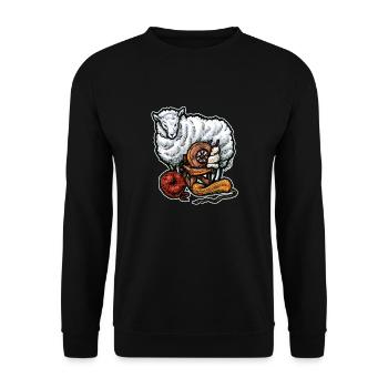 Lustiges Schaf und Wolle Handarbeiten Geschenk - Unisex Sweatshirt - black - Front - Alina (178cm) & Michal (187cm)