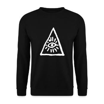 Allsehendes Auge - Dreieck Auge - Unisex Pullover - Schwarz - Vorne - Alina (178cm) & Michal (187cm)