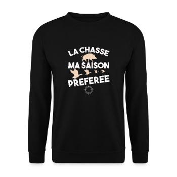 La chasse ma saison préférée. Cadeau chasseur - Sweat-shirt Unisexe - noir - Devant - Alina (178cm) & Michal (187cm)