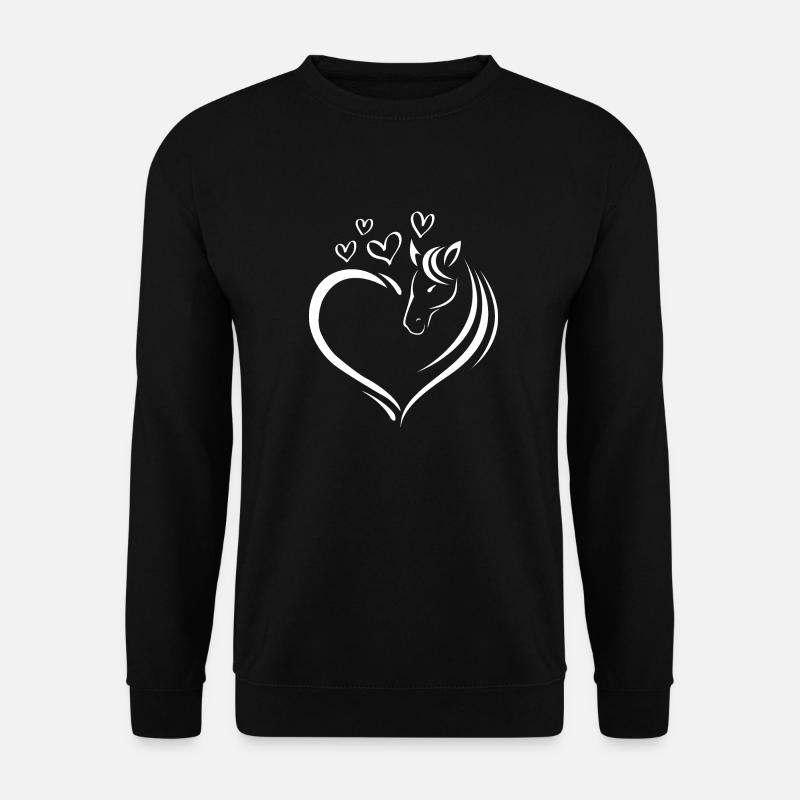 Pferde Herz Pferdekopf Reiter Reiten - Unisex Pullover - Schwarz