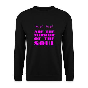 T-Shirt Woodstock Hippie Augen sind alleiniger Spiegel - Unisex Pullover - Schwarz - Vorne - Alina (178cm) & Michal (187cm)