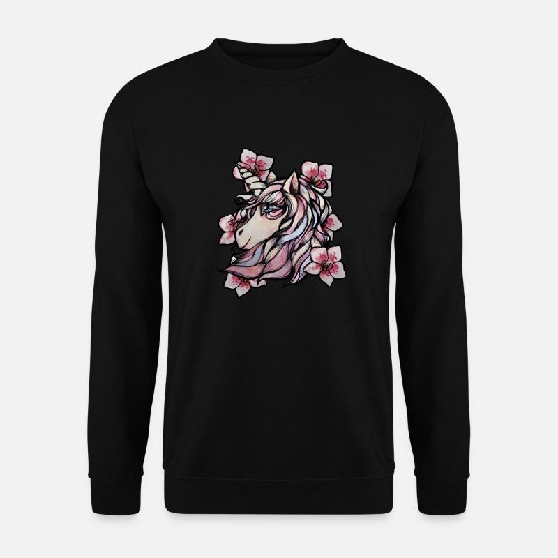 Einhorn Orchideen - Unisex Pullover - Schwarz