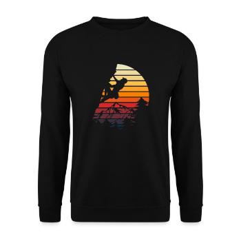 Retro Rock Climbing Vintage Bouldering - Unisex Sweatshirt - black - Front - Alina (178cm) & Michal (187cm)