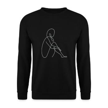 Dessin au trait silhouette féminine Visages féminins visage - Sweat-shirt Unisexe - noir - Devant - Alina (178cm) & Michal (187cm)