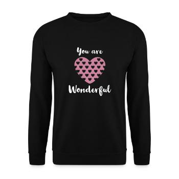 Wonderful, Liebe,Zuneigung, Lieben, Verliebt, Herz - Unisex Pullover - Schwarz - Vorne - Alina (178cm) & Michal (187cm)