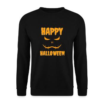 Happy Halloween Face - Unisex Pullover - Schwarz - Vorne - Alina (178cm) & Michal (187cm)