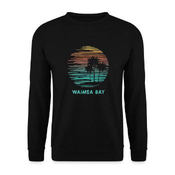 Waimea Bay Oahu Hawaii Sunset Vacation Souvenir - Unisex Sweatshirt - black - Front - Alina (178cm) & Michal (187cm)