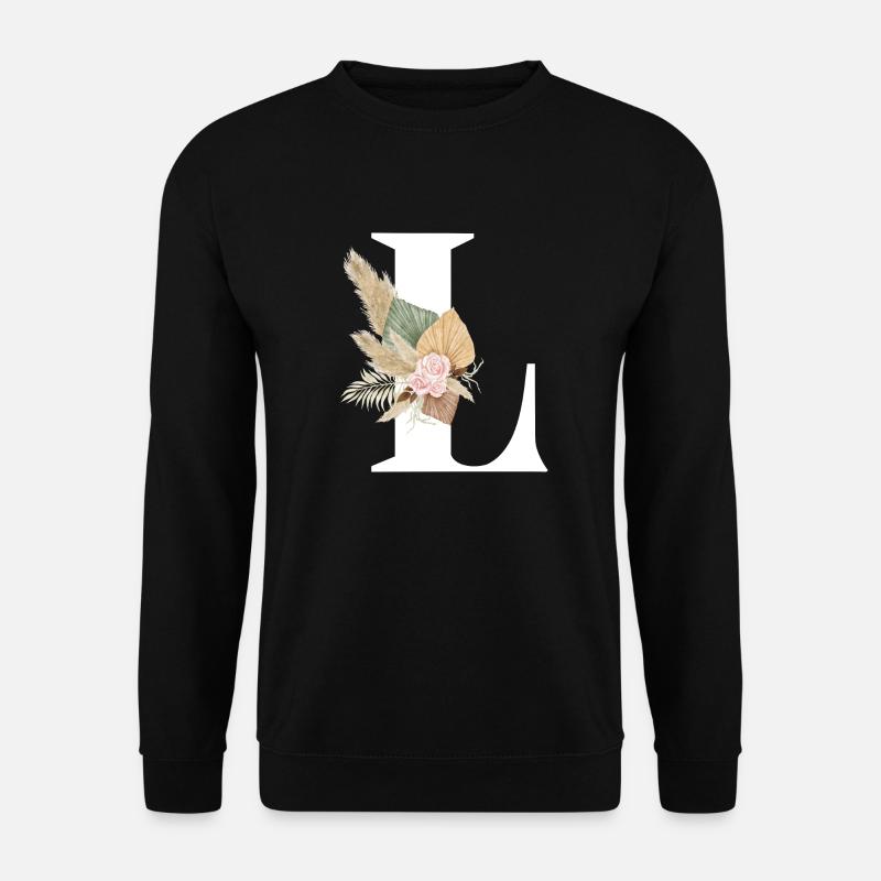 Buchstabe L geblümt - Unisex Pullover - Schwarz