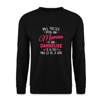 maman et danseuse / humour maman danseuse - Sweat-shirt Unisexe - noir - Devant - Alina (178cm) & Michal (187cm)