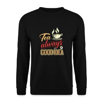 Tee ist immer eine Gute Idee, Tee Liebhaber - Unisex Pullover - Schwarz - Vorne - Alina (178cm) & Michal (187cm)