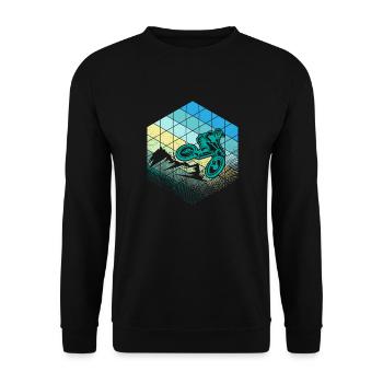 downhill hexagon teal - Unisex Pullover - Schwarz - Vorne - Alina (178cm) & Michal (187cm)